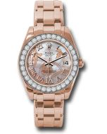  *Pre-Owned* Rolex Everose Gold Datejust Pearlmaster 34 Watch - 32 Diamond Bezel - Goldust Dream Roman Dial
