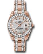 *Pre-Owned* Rolex Everose Gold Datejust Pearlmaster 34 Watch - 32 Diamond Bezel - Mother-Of-Pearl Diamond Dial