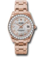  *Pre-Owned* Rolex Everose Gold Datejust Pearlmaster 34 Watch - 32 Diamond Bezel - Mother-Of-Pearl Diamond Dial