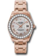  *Pre-Owned* Rolex Everose Gold Datejust Pearlmaster 34 Watch - 32 Diamond Bezel - Mother-Of-Pearl Roman Dial
