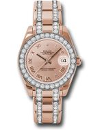  *Pre-Owned* Rolex Everose Gold Datejust Pearlmaster 34 Watch - 32 Diamond Bezel - Pink Roman Dial