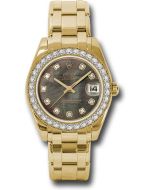  *Pre-Owned* Rolex Yellow Gold Datejust Pearlmaster 34 Watch - 34 Diamond Bezel - Black Mother-Of-Pearl Diamond Dial