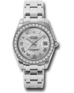  *Pre-Owned* Rolex White Gold Datejust Pearlmaster 34 Watch - 34 Diamond Bezel - White Mother-Of-Pearl Roman Dial