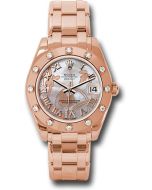  *Pre-Owned* Rolex Everose Gold Datejust Pearlmaster 34 Watch - 12 Diamond Bezel - Goldust Dream Roman Dial