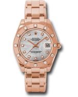  *Pre-Owned* Rolex Pink Gold Datejust Pearlmaster 34 Watch - 12 Diamond Bezel - Mother-Of-Pearl Diamond Dial