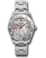  *Pre-Owned* Rolex White Gold Datejust Pearlmaster 34 Watch - 12 Diamond Bezel - Pink Goldust Dream Diamond Dial