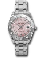  *Pre-Owned* Rolex White Gold Datejust Pearlmaster 34 Watch - 12 Diamond Bezel - Pink Mother-Of-Pearl Diamond Dial