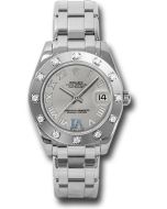  *Pre-Owned* Rolex White Gold Datejust Pearlmaster 34 Watch - 12 Diamond Bezel - Silver Roman Dial