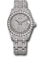  *Pre-Owned* Rolex White Gold Pearlmaster 34 Watch - Diamond Lugs - Diamond Bezel - Diamond-Paved Roman Dial - Diamond Pearlmaster Bracelet