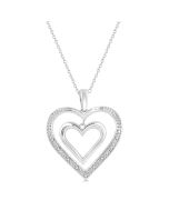 Ember Mallow Silver Double Heart Shape Diamond Fashion Pendant