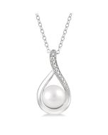 Silver Pearl Diamond Pendant