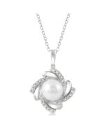 Silver Pearl Swirl Diamond Pendant