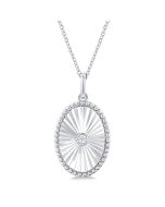 Silver Oval Shape Fluted Medallion Diamond Pendant