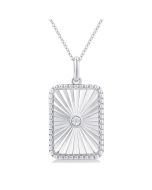 Silver Rectangular Shape Fluted Medallion Diamond Pendant
