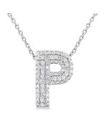 Silver Bubble 'P' Initial Diamond Pendant