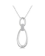 Silver Bold Oval Link Diamond Pendant