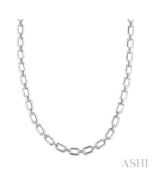 Silver Bold Rectangular Shape Link Diamond Necklace