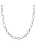 Silver Bold Oval Shape Link Diamond Necklace