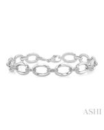 Silver Bold Oval Shape Link Diamond Fashion Bracelet