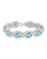 Silver Cushion Shape Gemstone & Diamond Bracelet