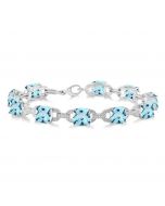 Silver Gemstone & Diamond Bracelet