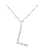 Silver Block 'L' Initial Diamond Pendant