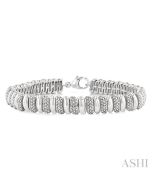 Silver Bold Ribbed Diamond Fashion Bracelet