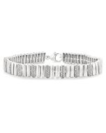 Silver Bold Ribbed Diamond Fashion Bracelet