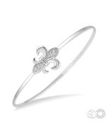 Silver Fleur De Lis Diamond Flex Fashion Bangle