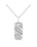 Silver Bold Ribbed Diamond Fashion Pendant