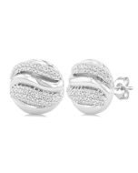 Silver Bold Ribbed Diamond Fashion Earrings