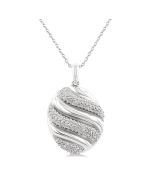 Silver Bold Ribbed Diamond Fashion Pendant
