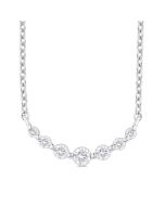 Silver Graduated Petite Diamond Fashion Smile Necklace