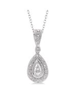 Silver Pear Shape Diamond Pendant