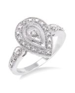 Silver Pear Shape Diamond Ring