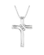 Kalliope Étoile Silver Cross Diamond Fashion Pendant