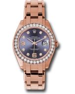  *Pre-Owned* Rolex Everose Gold Datejust Pearlmaster 39 Watch - 36 Diamond Bezel - Aubergine Diamond Dial
