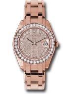  *Pre-Owned* Rolex Everose Gold Datejust Pearlmaster 39 Watch - 36 Diamond Bezel - Diamond Paved Roman Dial