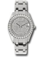  *Pre-Owned* Rolex White Gold Datejust Pearlmaster 39 Watch - 36 Diamond Bezel - Diamond Paved Roman Dial