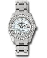  *Pre-Owned* Rolex White Gold Datejust Pearlmaster 39 Watch - 36 Diamond Bezel - White Mother-Of-Pearl Diamond Dial