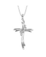 Finesse Violet Silver Cross Diamond Fashion Pendant