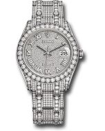  *Pre-Owned* Rolex White Gold Oyster Perpetual Pearlmaster 39 Watch - Diamond Lugs - Diamond Bezel - Diamond Paved Roman Dial - Diamond Paved Bracelet