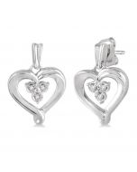 Heart Shape Silver Diamond Fashion Earrings