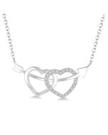 Silver Twin Heart Shape Arrow Diamond Fashion Pendant
