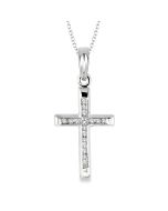 Silver Cross Channel Set Diamond Fashion Pendant