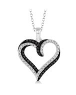Waverly Zofia Silver Heart Shape Black Diamond Fashion Pendant
