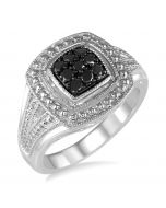 Silver Black Diamond Fashion Ring