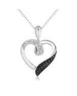 Cypress Rill Silver Heart Shape Black Diamond Fashion Pendant
