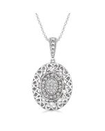 Silver Oval Shape Diamond Pendant