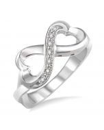 Silver Infinity Heart Shape Diamond Ring